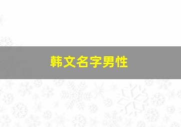 韩文名字男性