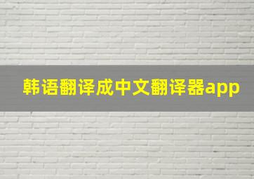 韩语翻译成中文翻译器app