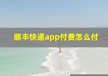 顺丰快递app付费怎么付