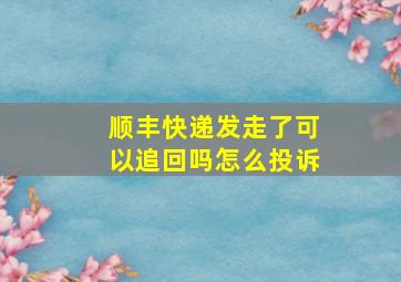 顺丰快递发走了可以追回吗怎么投诉