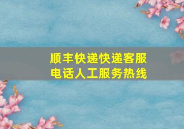 顺丰快递快递客服电话人工服务热线