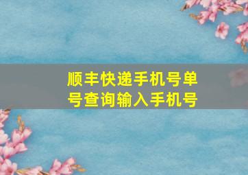 顺丰快递手机号单号查询输入手机号