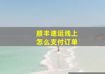 顺丰速运线上怎么支付订单