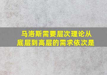 马洛斯需要层次理论从底层到高层的需求依次是