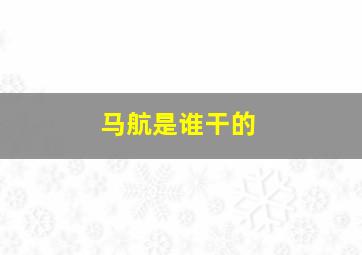 马航是谁干的