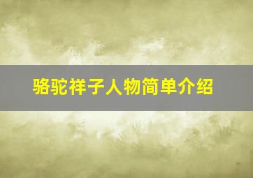 骆驼祥子人物简单介绍