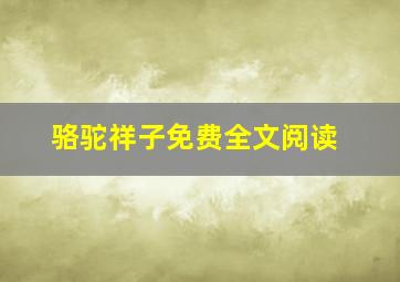 骆驼祥子免费全文阅读