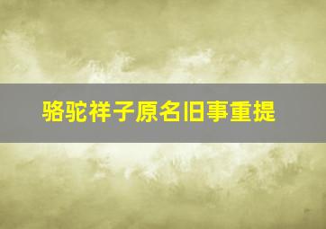 骆驼祥子原名旧事重提