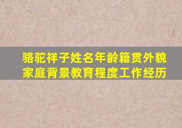 骆驼祥子姓名年龄籍贯外貌家庭背景教育程度工作经历