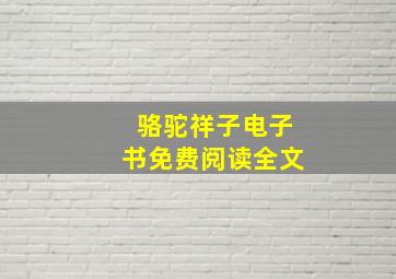 骆驼祥子电子书免费阅读全文