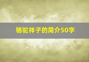 骆驼祥子的简介50字