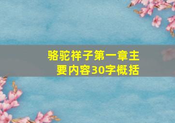 骆驼祥子第一章主要内容30字概括