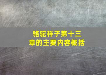 骆驼祥子第十三章的主要内容概括