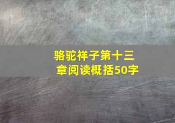 骆驼祥子第十三章阅读概括50字