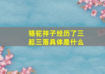 骆驼祥子经历了三起三落具体是什么