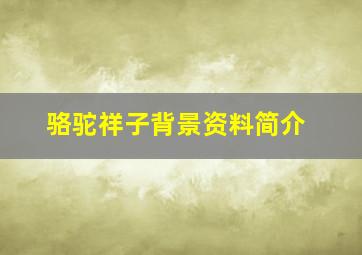 骆驼祥子背景资料简介