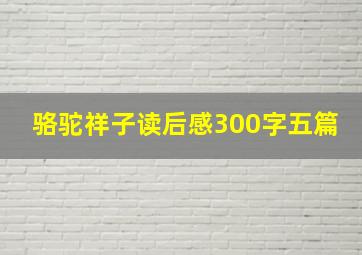 骆驼祥子读后感300字五篇