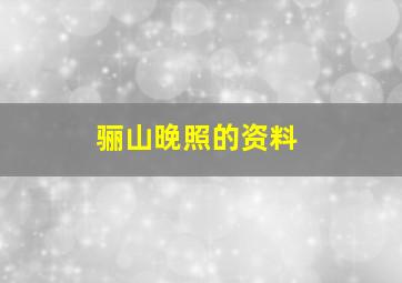 骊山晚照的资料