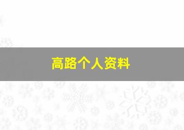 高路个人资料