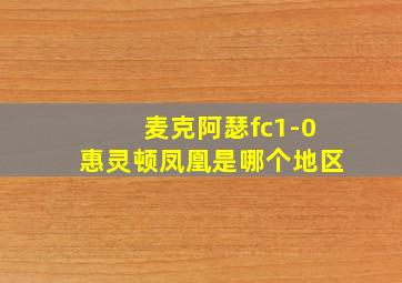 麦克阿瑟fc1-0惠灵顿凤凰是哪个地区