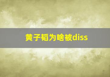 黄子韬为啥被diss