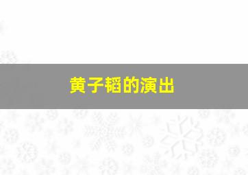 黄子韬的演出