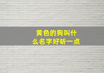 黄色的狗叫什么名字好听一点