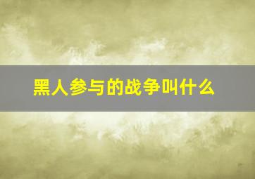 黑人参与的战争叫什么